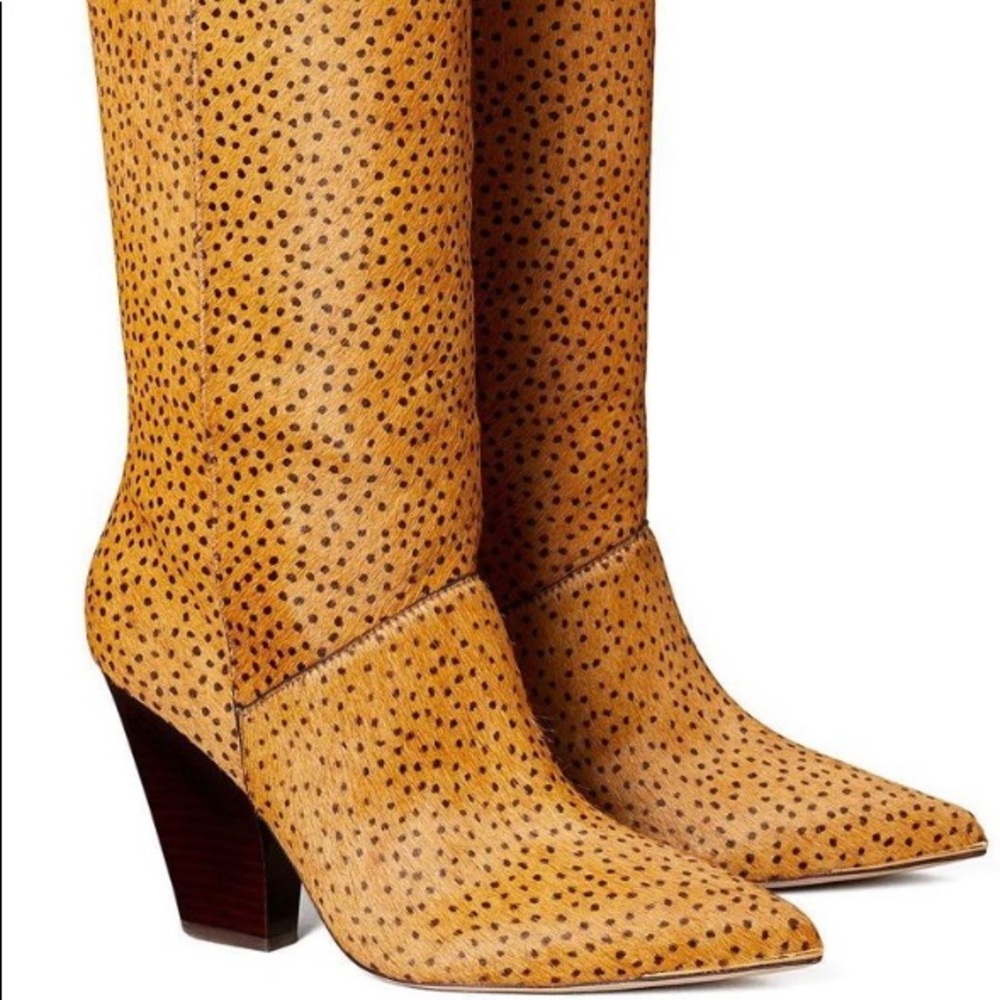 NWT Tory Burch calf hair leopard Lila boots 90 mm 6.5